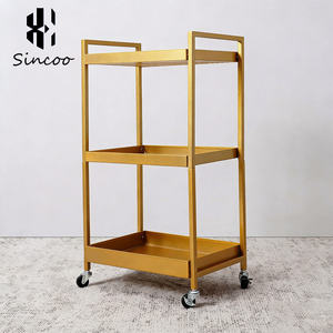 Manufacturer Barber Shop 3-Tier Stainless Steel <b>Foldable</b> Modern 4-Wheel Salon Trolley and Drawer Beauty Salon Tool <b>Cart</b> - Product Image 2