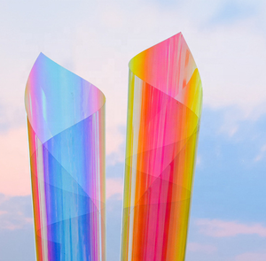 Film décoratif pour fenêtres auto-adhésif, anti-explosion, moderne, en PET, 1,38 x 30 m, effet dichroïque, film teinté pour fenêtres avec effet verre arc-en-ciel - Product Image 6