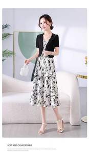 2025 été élégant TwoPiece robe décontracté ALine avec manches bouffantes taille naturelle pour adultes - Product Image 2