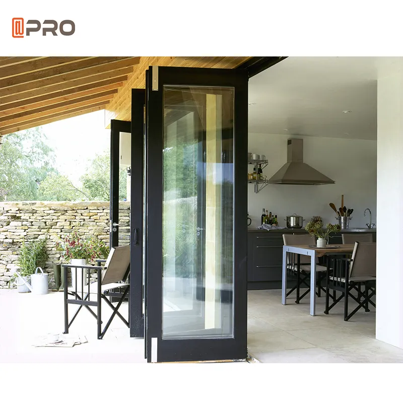 APRO trasparente per esterni a fisarmonica resistente alle intemperie porta a libro in alluminio per Patio porta a soffietto in vetro insonorizzata moderna bi