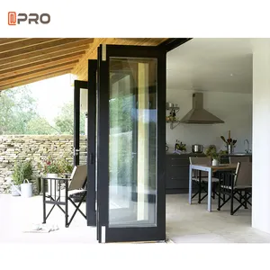 APRO-Acordeón transparente para exterior, puerta plegable resistente a la intemperie para patio, puerta plegable de vidrio de aluminio, insonorizada, moderna