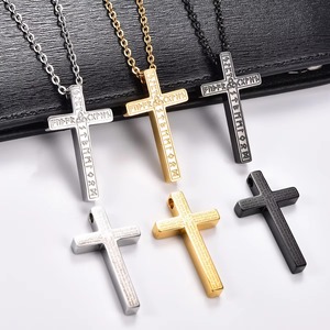 Collar con Colgante de Cruz de Acero Inoxidable para Hombre y Mujer, Amuletos Religiosos, Cadena, Regalo, Joyería de Metal con Símbolos Cristianos de Fe y Oración - Product Image 1