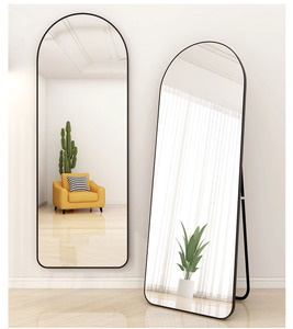 Arched Frameless Full Length Floor <strong>Mirror</strong> White Frame <strong>Leaning</strong> <strong>Wall</strong> Mounted <strong>Mirror</strong> for Bedroom - Product Image 3
