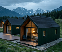 Maison mobile moderne personnalisée, design de cabane pratique avec structure légère en acier pour chambre, salon et salle de bain