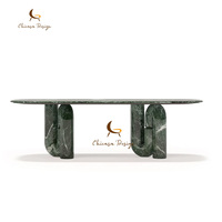 Table à manger de luxe en marbre vert massif de qualité supérieure pour 6 personnes, idéale pour hôtel, restaurant, villa