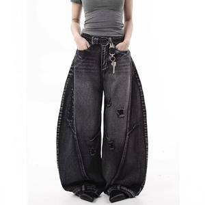 Vaqueros Americanos de Corte Recto y Pierna Ancha, Estilo Retro, Desgastados, con Parches, Cintura Alta - Product Image 5