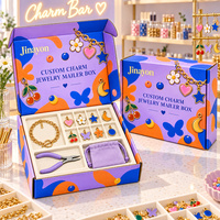 Boîte d'expédition personnalisée pour bijoux à breloques, kit d'emballage en papier, pochette en velours pour ensemble de bracelets et breloques