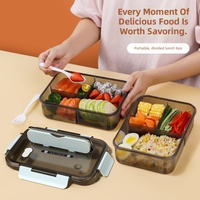 Boîte à bento en PP de qualité alimentaire, anti-fuite, 3 compartiments, compatible micro-ondes, portable, pour préparation de repas au bureau ou pour étudiants