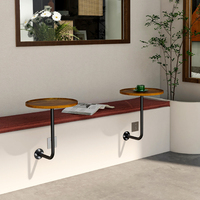 Table Ronde Murale Commerciale avec Plateau en Bois Massif et Piétement en Fer, Utilisation Intérieure/Extérieure pour Café et Salon de Thé