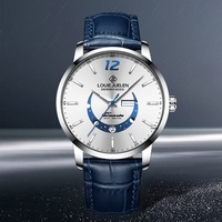Montre pour homme Louie Juelen, design phase de lune, bracelet en cuir, boîtier en alliage, style simple, multifonctionnelle, étanche, verre