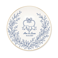 Plateau à bagues personnalisé avec le nom des mariés, plateau à bagues personnalisé pour mariage, plateau à bagues à bord doré pour la table de maquillage de la mariée