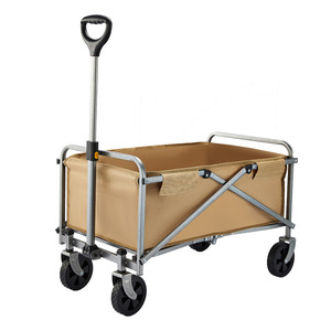 Pride Camping <b>Cart</b> 4-Wheel <b>Foldable</b> Lightweight Portable Shopping <b>Cart</b> Brown Metal Frame - Product Image 1