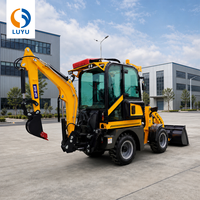 LUYU Mini Backhoe Loader Garansi 1 Tahun Mesin Laidong Compact 4x4 Wheel Loader untuk Konstruksi dan Pertanian