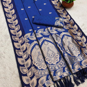Saree de seda Banarasi hecho a mano con Zari y Meenakari hermoso Pallu con borde y borlas perfecto para ocasiones especiales - Product Image 1