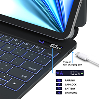 Étui Clavier Magnétique Flottant pour iPad Pro 13 Pouces M4 M5 Certifié FCC Ultra Mince avec Pavé Tactile Rétroéclairé RGB et Écran LED