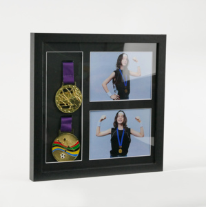 Support de présentation de médailles de marathon - <span class=keywords><strong>Cadre</strong></span> photo en bois mural <span class=keywords><strong>pour</strong></span> l'affichage de médailles sportives - Product Image 2