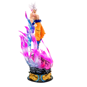 Figura de acción de Dragon Ball Ultra Instinct Goku de 25 cm con luz LED, estatua Saiyan de pelo blanco brillante, figura de acción de Dragon Ball - Product Image 2