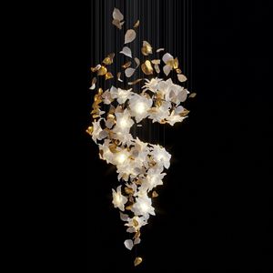 Lámpara Colgante Larga de Cerámica con Flores, Personalizada, de Cobre, <span class=keywords><strong>para</strong></span> Escaleras de Villa, Comedor, Restaurante - Product Image 6