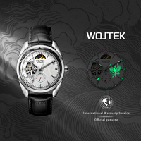 Montre mécanique multifonction automatique motif de phase de lune lumineuse affichage de la date caractéristique de résistant à l'eau 20mm pointeur de bande