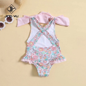 Traje de Baño Infantil con Estampado Hawaiano de Diseño Personalizado al por Mayor, Traje de Baño de una Pieza con Volantes para Niñas - Product Image 3