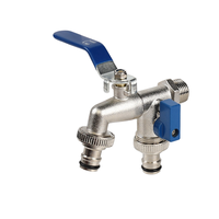 Robinet de cuisine manuel en alliage de zinc pour jardin extérieur, double sortie d'eau, structure à double commande angulaire, débit de 6000 GPD
