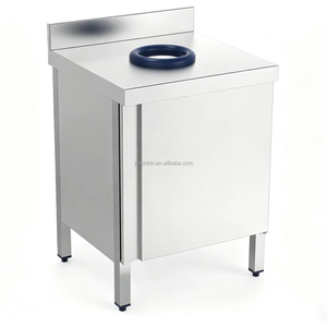 Carrito de Basura para Cocina Comercial, Carro de Acero Inoxidable para Clasificación de Residuos con Anillos de Goma Codificados por Colores para Catering y Restaurantes - Product Image 2