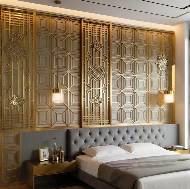 Contemporary Modern Design Decorative Metal Partition Screens Laser Cut Steel Metal Scree Patterned Glass Stainless Steel Screen