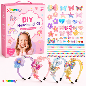 Kit de Fabrication de Bandeaux DIY pour Filles de 5 à 12 Ans – Sans BPA, Coffret Cadeau Premium – Ensemble Créatif Éducatif avec Satin et Breloques - Product Image 1