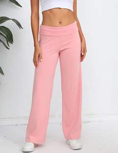 Hesayep personnalisé <span class=keywords><strong>pas</strong></span> <span class=keywords><strong>cher</strong></span> prix femmes vêtements de détente Gym Fitness Yoga pantalon coupe ample replier Leggings évasés pour femmes Leggings - Product Image 2