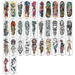 Le maniche del tatuaggio dell'autoadesivo temporaneo impermeabile all'ingrosso le braccia colorate del tatuaggio del braccio pieno sono uomini e donne popolari - Product Image 5