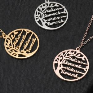Collier avec pendentif en forme d'arbre, design avec le nom de toute la famille, comme cadeau de famille - Product Image 6