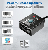 Escáner de Códigos de Barras 1D/2D EDOO F43-MRZ USB/RS232 de Montaje Fijo, Escaneo de Códigos QR y Pasaportes para Kioscos de Autoservicio