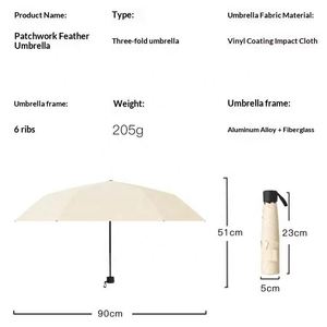 Paraguas Plegable Automático de Tres Pliegues Ultraligero de Pongee, 6 Varillas, Diseño Moderno, Protección Solar y Contra la Lluvia, Apertura y Cierre Fáciles - Product Image 3