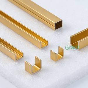 Perfil de Canal de Aluminio en Forma de <span class=keywords><strong>U</strong></span>, Riel Guía para Fijación de Vidrio y Ranura, Banda de Borde y Tira de Retención para Uso Industrial y Decorativo - Product Image 1