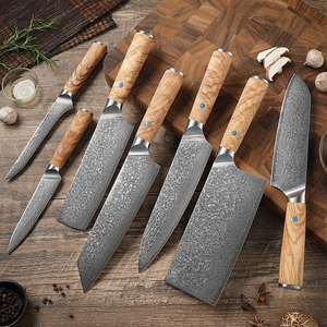 Ensemble de couteaux japonais professionnels en acier Damas à 67 couches, couteaux de chef Kiritsuke, Santoku, à désosser, à découper, à éplucher, manche en bois d'<span class=keywords><strong>olivier</strong></span> - Product Image 2