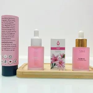 Benutzer definierte Kosmetik Pink 30ml 1 Unze Serum flasche Haaröl ätherisches Öl Glas Tropf flaschen mit Papier box Papier röhre
