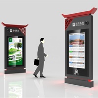 Señalización Digital Inteligente Personalizada para Paradas de Autobús, Pantalla LCD de Acero Galvanizado IP65 de Alto Brillo, Táctil, de Pie