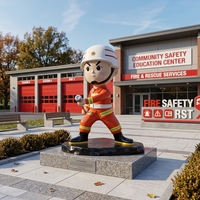 Sculpture de Pompier en Plastique Renforcé de Fibre de Verre - Figurine Thème pour l'Éducation à la Sécurité Incendie