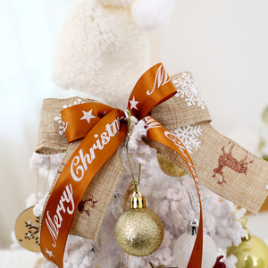 Mini <span class=keywords><strong>sapin</strong></span> <span class=keywords><strong>de</strong></span> Noël floqué <span class=keywords><strong>blanc</strong></span> <span class=keywords><strong>de</strong></span> haute qualité avec chapeau <span class=keywords><strong>de</strong></span> Père Noël, nœud en toile <span class=keywords><strong>de</strong></span> jute, panneau « Noël », boules dorées, décoration <span class=keywords><strong>de</strong></span> table, petit <span class=keywords><strong>sapin</strong></span> <span class=keywords><strong>de</strong></span> Noël - Product Image 3