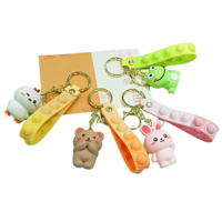 Lot de 4 porte-clés animaux mignons lumineux en PVC, jouet anti-stress durable pour enfants, cadeau