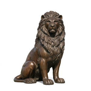 Sculpture de lion assis en bronze pour l'entrée d'hôtel et l'exposition en jardin - Product Image 2