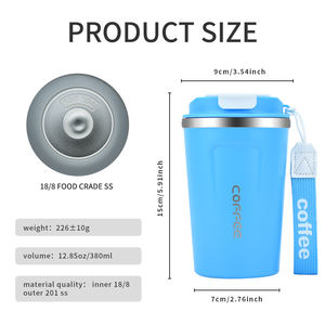 Watersy haute qualité 380ml 510ml Double paroi en acier inoxydable tasse à café gobelet promotionnel verres isolé sous vide métal - Product Image 3