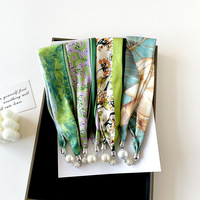 Foulard en Soie Satinée Magnétique Perles de Printemps pour Femme, Imprimé Floral et Lettres, Foulard de Mode, Vente en Gros