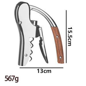 <span class=keywords><strong>Tire</strong></span>-<span class=keywords><strong>bouchon</strong></span> manuel <span class=keywords><strong>vertical</strong></span> moderne en alliage avec poignée en bois, décapsuleur 2-en-1 avec coupe-capsule, coffret cadeau personnalisé - Product Image 3