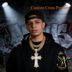 จี้ไขว้แบบกำหนดเองจี้ฮิปฮอป925เงินเพชรโมอิสซาไนต์เครื่องประดับแบบปรับได้ตามต้องการ - Product Image 1