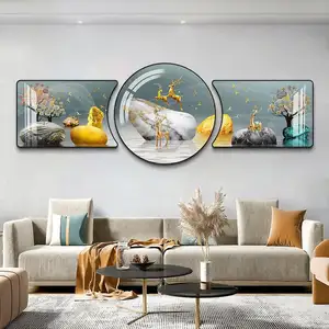 Living Room Decorative Hanging Painting Mural Modern Light Luxury Triptych Wall Art