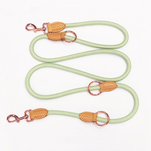 High Quality Custom Green Pet Leather Dog Leash Personalized Nylon Lead Rope Quick Release Feature Printed Pattern Ribbon