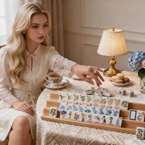 2026 New Style Design Luxury Blue Thin-striped Bow Acrylic/Melamine American Mahjong Tiles Eco-Friendly Water <b>Entertainment</b> - Product Image 5