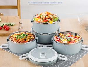 เบนโตะกล่องข้าวสแตนเลสขนาดเล็ก3ชั้นแบบพกพากล่องอาหารกลางวันหลากสีเก็บอุณหภูมิสุญญากาศ - Product Image 3