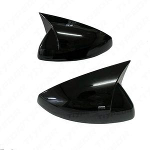 Pour VW Volkswagen <span class=keywords><strong>Polo</strong></span> 2019- 2023 Capuchon de rétroviseur couvre Style chauve-souris noir brillant une paire - Product Image 2